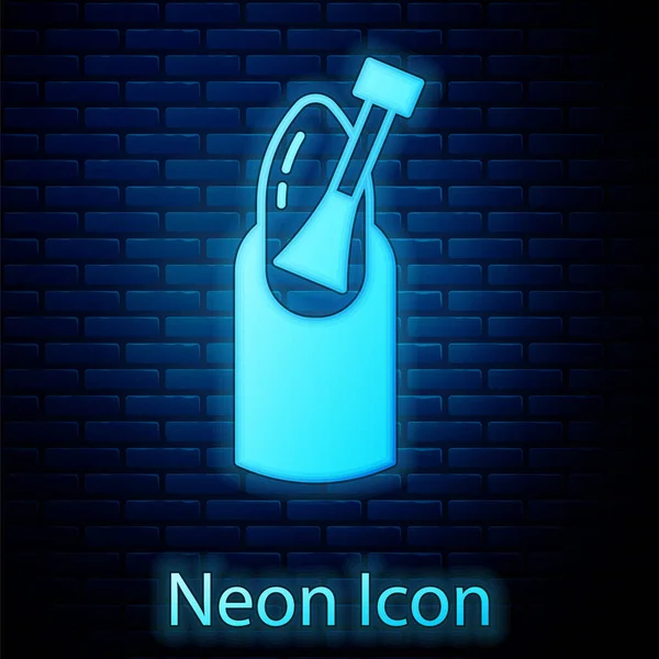 Zářící Neon Nehet Manikúra Ikony Izolované Pozadí Cihlové Zdi Vektor — Stockový vektor