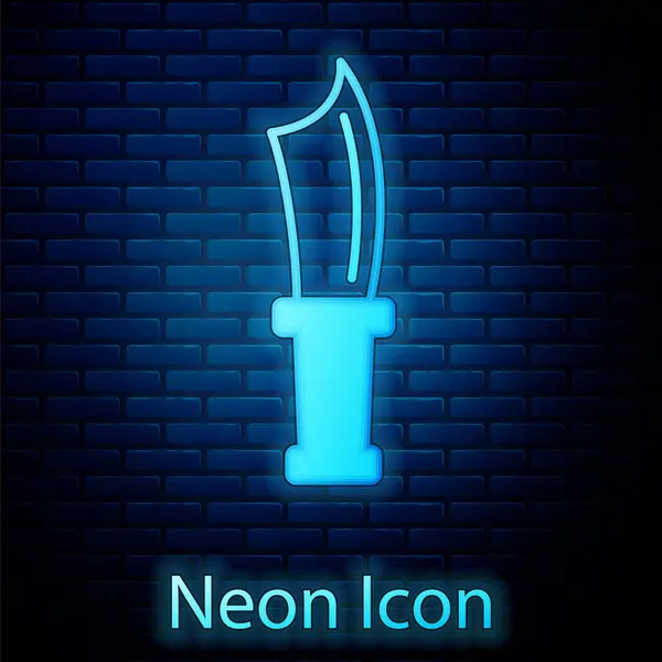 Glowing Neon Diving Knife Icon Isolated Brick Wall Background Vector — Stock Vector