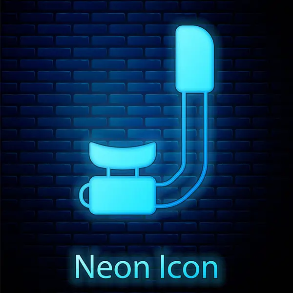 Brilhando Neon Snorkel Ícone Isolado Fundo Parede Tijolo Mergulho Equipamento —  Vetores de Stock