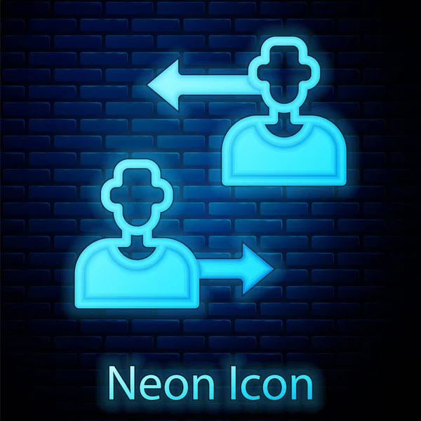Glödande Neon Ersättning Fotbollsspelare Ikon Isolerad Tegelvägg Bakgrund Spelare Utbyter — Stock vektor