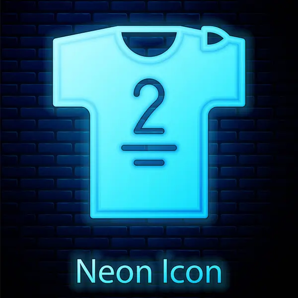 Camisola Futebol Neon Brilhante Ícone Shirt Isolado Fundo Parede Tijolo — Vetor de Stock
