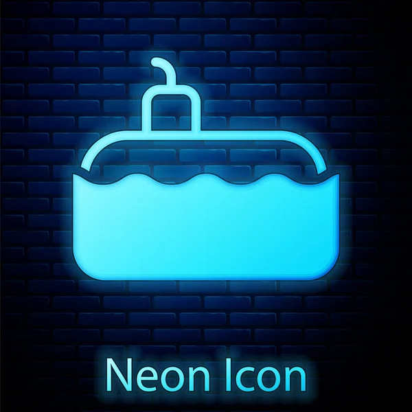 Glowing Neon Submarine Icon Isolated Brick Wall Background Military Ship — Stock Vector