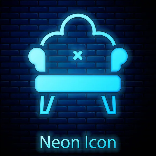 Leuchtende Neon Sofa Symbol Isoliert Auf Backsteinwand Hintergrund Vektor — Stockvektor