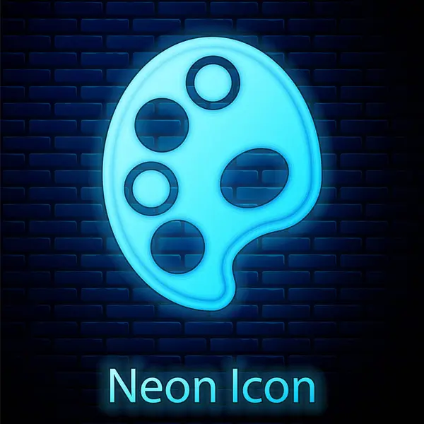 Zářící Ikona Neonové Palety Izolovaná Pozadí Cihlové Stěny Vektor — Stockový vektor