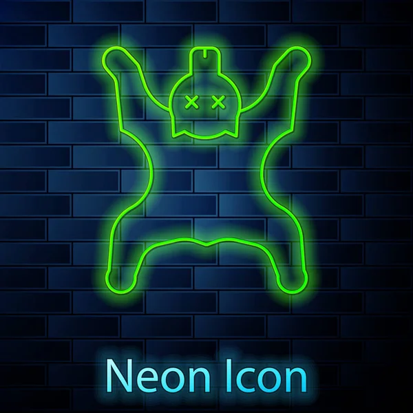 Glödande Neon Line Bear Hud Ikon Isolerad Tegel Vägg Bakgrund — Stock vektor