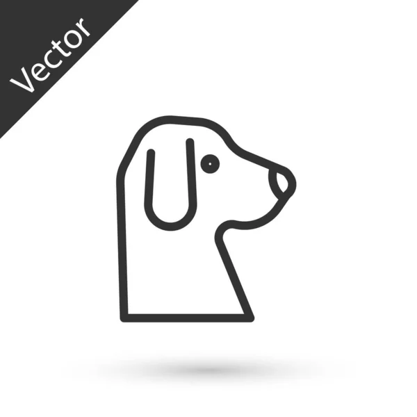 Ikon Grey Line Dog Terisolasi Pada Latar Belakang Putih Vektor - Stok Vektor