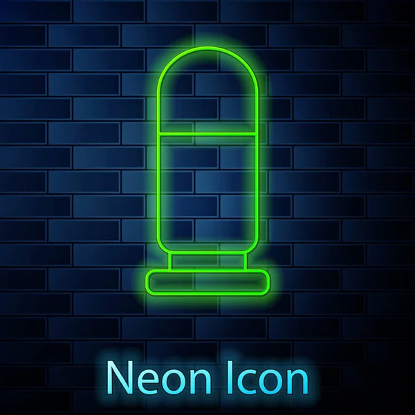 Zářící Neonová Čára Ikona Odrážky Izolovaná Pozadí Cihlové Stěny Vektor — Stockový vektor