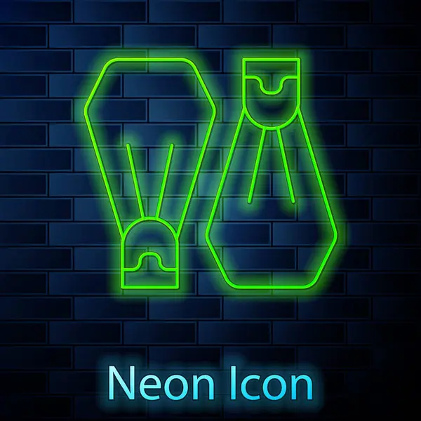 Glowing Neon Line Rubber Flippers Swimming Icon Isolated Brick Wall — Διανυσματικό Αρχείο