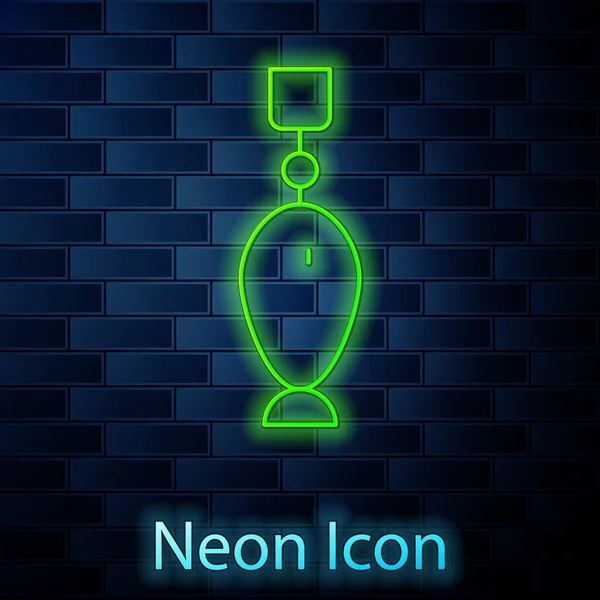 Leuchtende Neon Linie Fischlöffel Symbol Isoliert Auf Backsteinwand Hintergrund Fischköder — Stockvektor