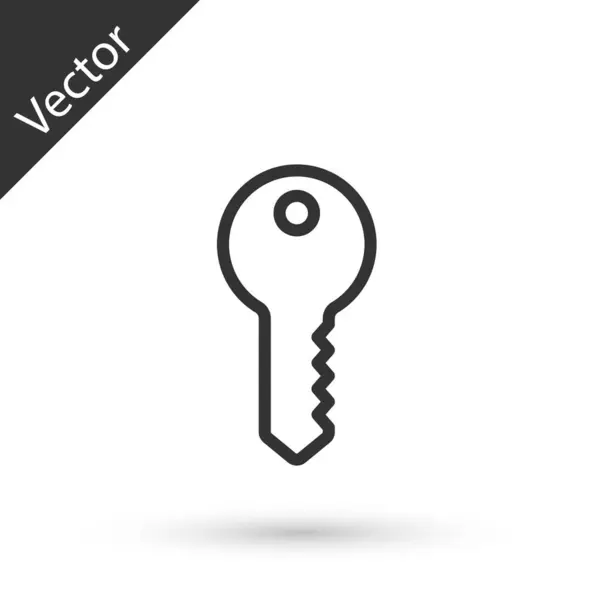 Šedá Čára Dům Klíč Ikona Izolované Bílém Pozadí Vektor — Stockový vektor