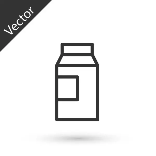 Grå Linje Papper Paket För Mjölk Ikon Isolerad Vit Bakgrund — Stock vektor