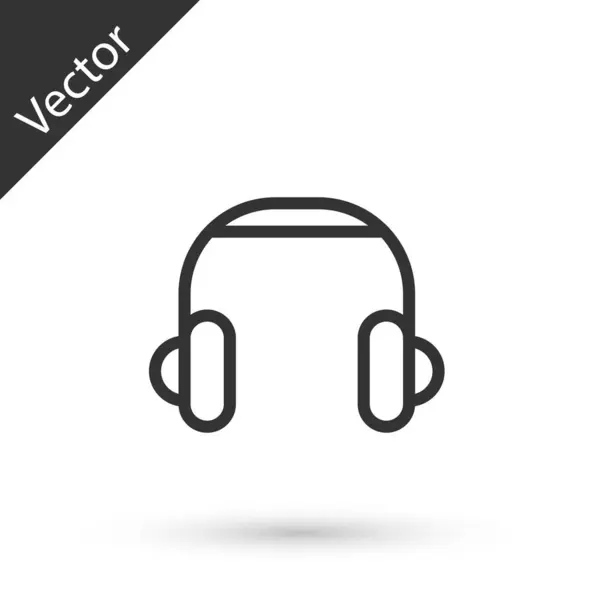 Grey Headphones Icon Isolated White Background Earphones Concept Listening Music — Stock Vector