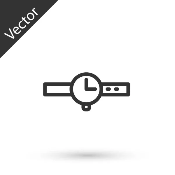Šedé Hodinky Ikona Izolované Bílém Pozadí Ikona Hodinek Vektor — Stockový vektor