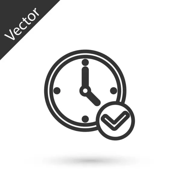 Grey Line Clock Icon Isolated White Background Time Symbol Vector — Stock Vector