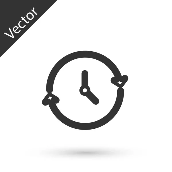 Grey Line Clock Icon Isolated White Background Time Symbol Vector — Stock Vector