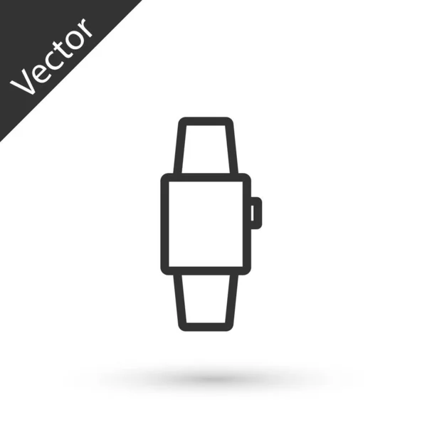 Grey Line Smartwatch Icon Isolated White Background Vector — Stock Vector