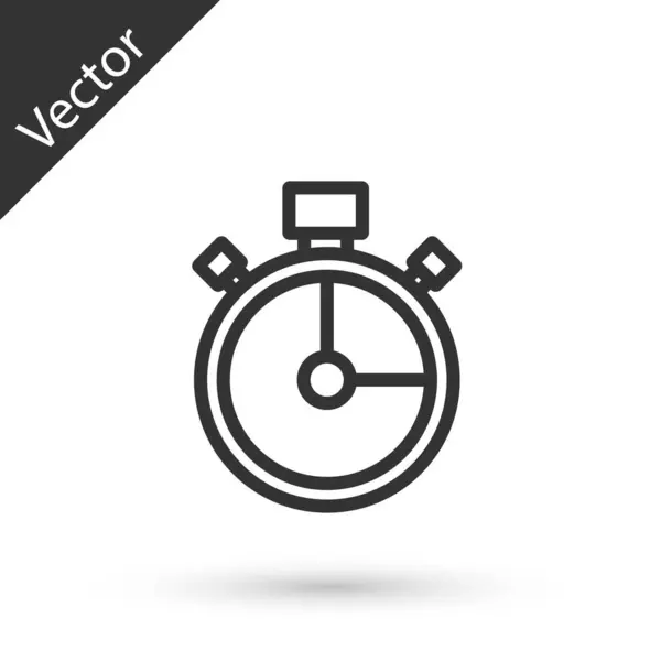 Grey Line Stopwatch Icon Isolated White Background Time Timer Sign — Stock Vector