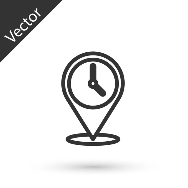 Grey Line Location Clock Icon Isolated White Background Vector — Stock Vector