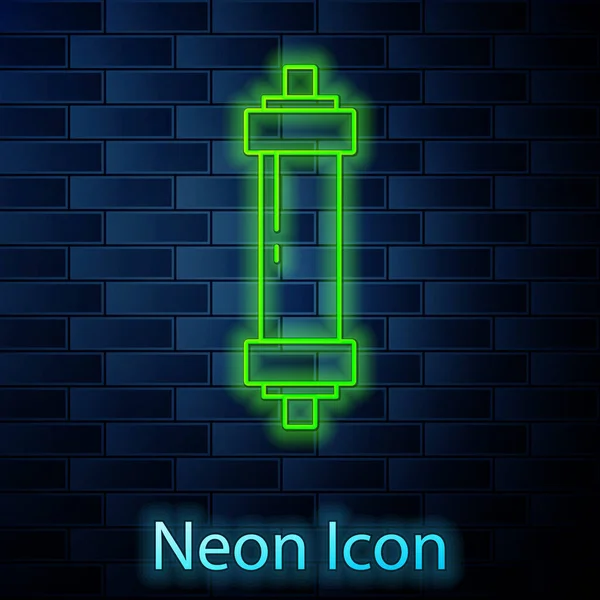 Linea Neon Incandescente Icona Ammortizzatore Isolato Sfondo Muro Mattoni Vettore — Vettoriale Stock