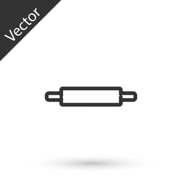Linie Gri Rolling Pin Pictograma Izolat Fundal Alb Vector — Vector de stoc