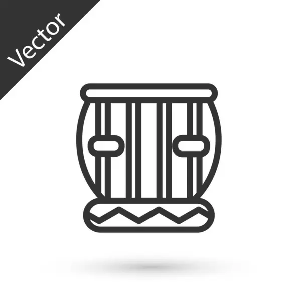 Línea Gris Instrumento Musical Indio Tabla Icono Aislado Sobre Fondo — Vector de stock
