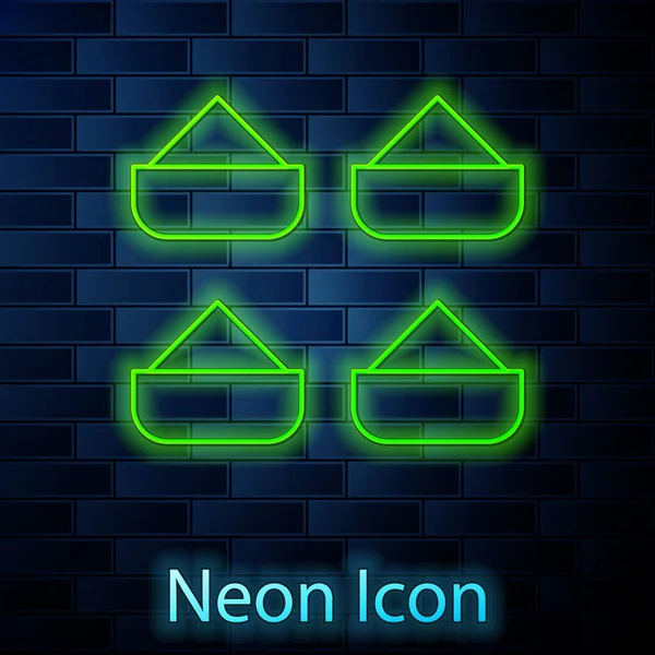 Zářící Neonová Linie Indické Koření Ikona Izolované Pozadí Cihlové Zdi — Stockový vektor
