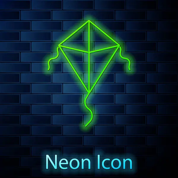 Zářící Neonová Čára Ikona Draka Izolovaná Pozadí Cihlové Stěny Vektor — Stockový vektor