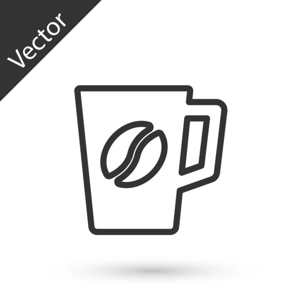 Grå Linje Kaffe Kopp Ikon Isolerad Vit Bakgrund Tekopp Varmt — Stock vektor