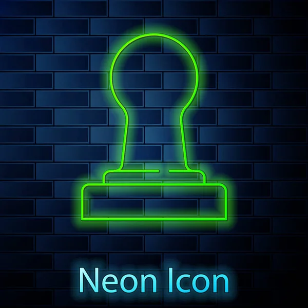 Zářící Neonová Čára Ikona Manipulace Kávou Izolované Pozadí Cihlové Zdi — Stockový vektor