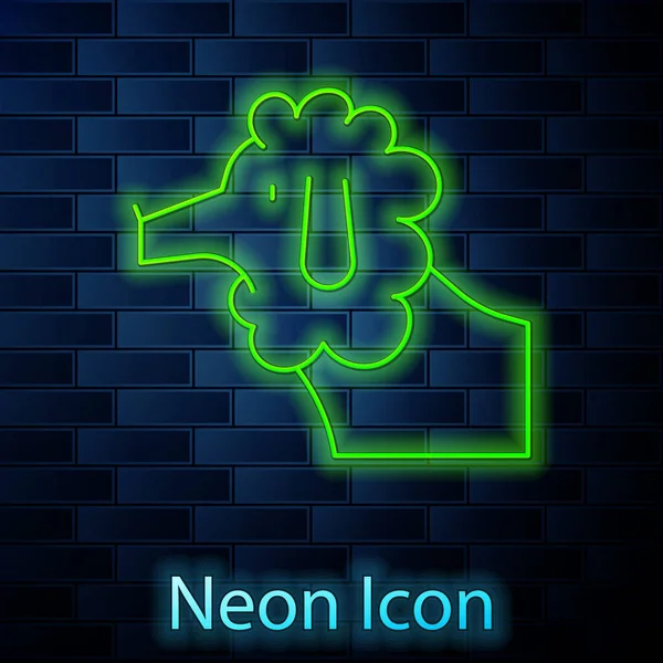 Glödande Neon Linje Fransk Pudel Hund Ikon Isolerad Tegelvägg Bakgrund — Stock vektor