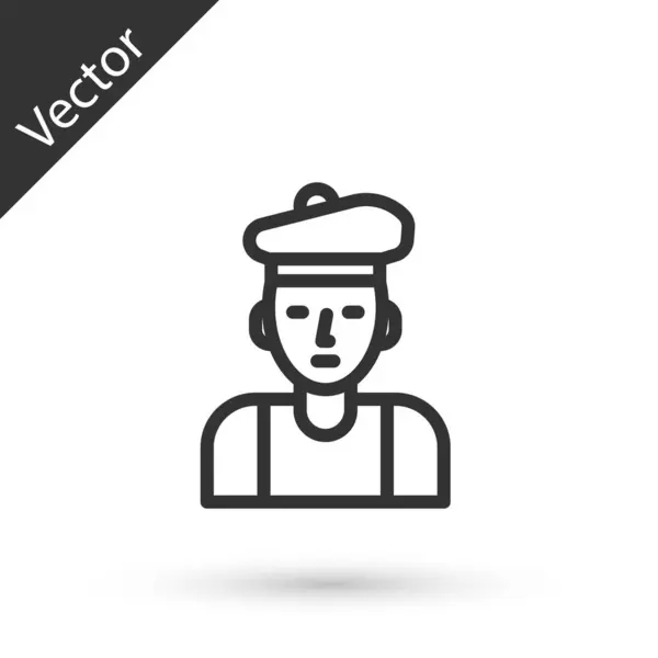 Icono Hombre Francés Línea Gris Aislado Sobre Fondo Blanco Vector — Archivo Imágenes Vectoriales