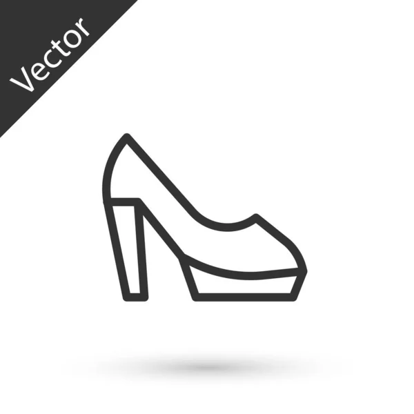 Zapato Mujer Línea Gris Con Icono Tacón Alto Aislado Sobre — Archivo Imágenes Vectoriales