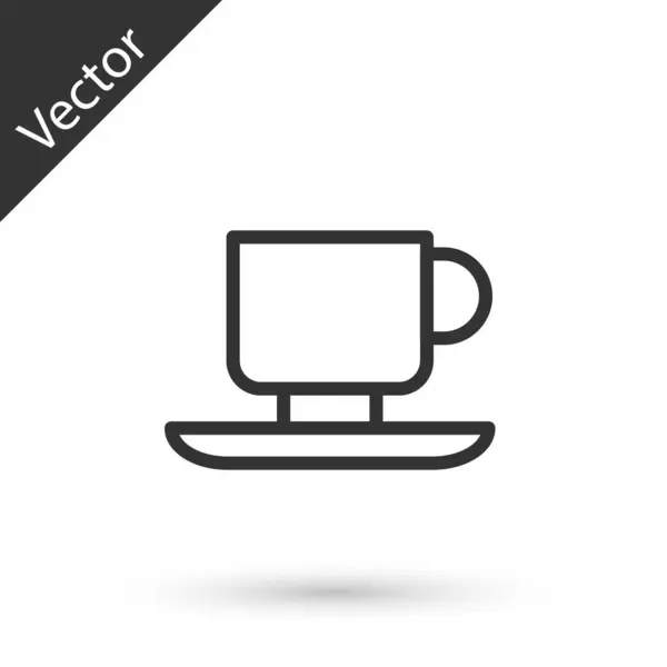 Graue Linie Kaffeetasse Symbol Isoliert Auf Weißem Hintergrund Teetasse Vorhanden — Stockvektor