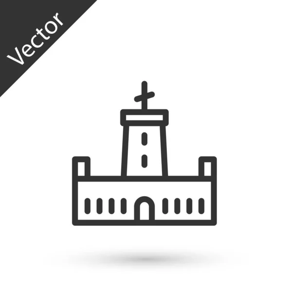 Harmaa Viiva Montjuic Linna Kuvake Eristetty Valkoisella Pohjalla Barcelonassa Espanjassa — vektorikuva