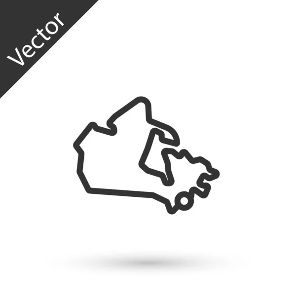 Grå Linje Kanada Karta Ikon Isolerad Vit Bakgrund Vektor — Stock vektor