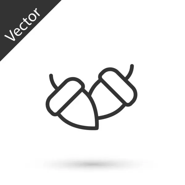 Graue Linie Eichel Symbol Isoliert Auf Weißem Hintergrund Vektor — Stockvektor