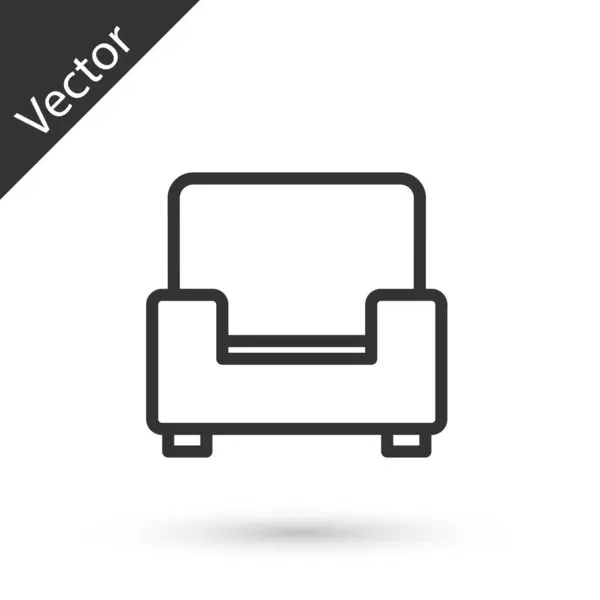 Grey Line Armchair Icon Isolated White Background Vector — Stock Vector