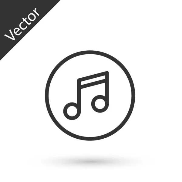 Graue Linie Musiknotiz Tonsymbol Isoliert Auf Weißem Hintergrund Vektor — Stockvektor