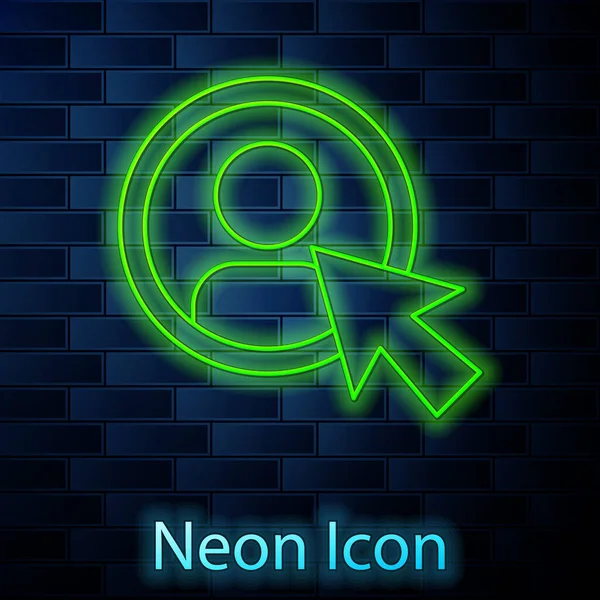 Leuchtende Neon Linie Erstellen Sie Kontobildschirm Symbol Isoliert Auf Backsteinwand — Stockvektor