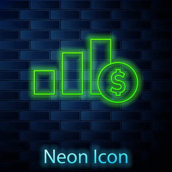 Ragyogó Neon Vonal Pie Chart Infographic Dollár Szimbólum Ikon Elszigetelt — Stock Vector