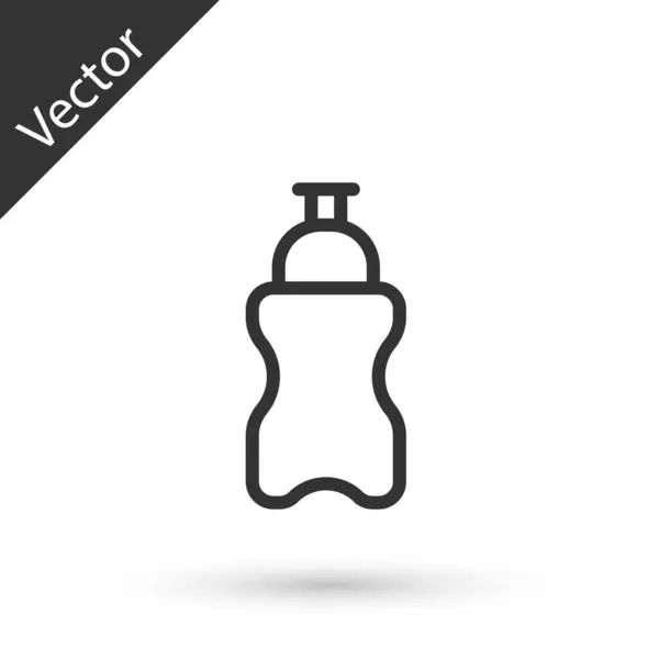 Línea Gris Botella Deportiva Con Icono Agua Aislada Sobre Fondo — Vector de stock