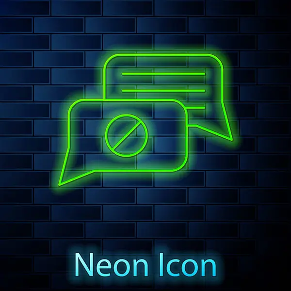 Linea Neon Incandescente Icona Della Chat Con Bolle Vocali Isolata — Vettoriale Stock