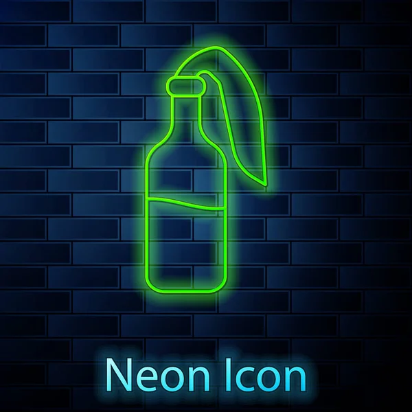 Leuchtende Neon Linie Cocktail Molotow Symbol Isoliert Auf Backsteinwand Hintergrund — Stockvektor