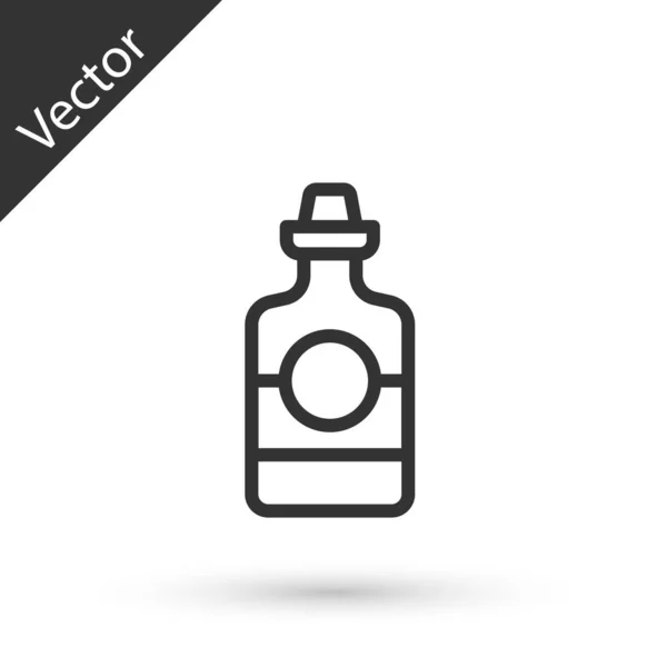Grå Linje Tequila Flaska Ikon Isolerad Vit Bakgrund Mexikansk Alkoholdryck — Stock vektor