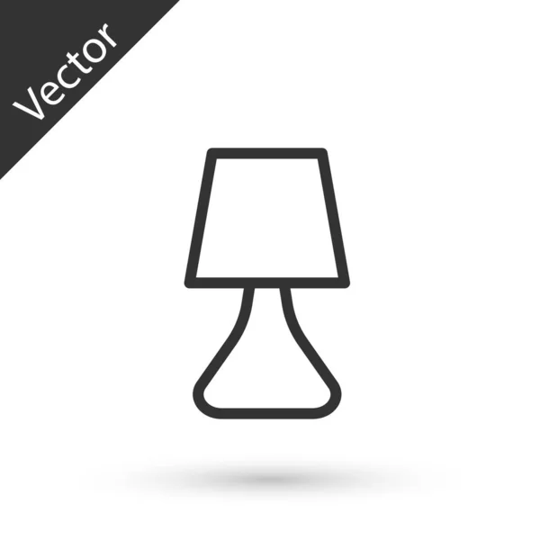 Ligne Grise Icône Lampe Table Isolée Sur Fond Blanc Lampe — Image vectorielle