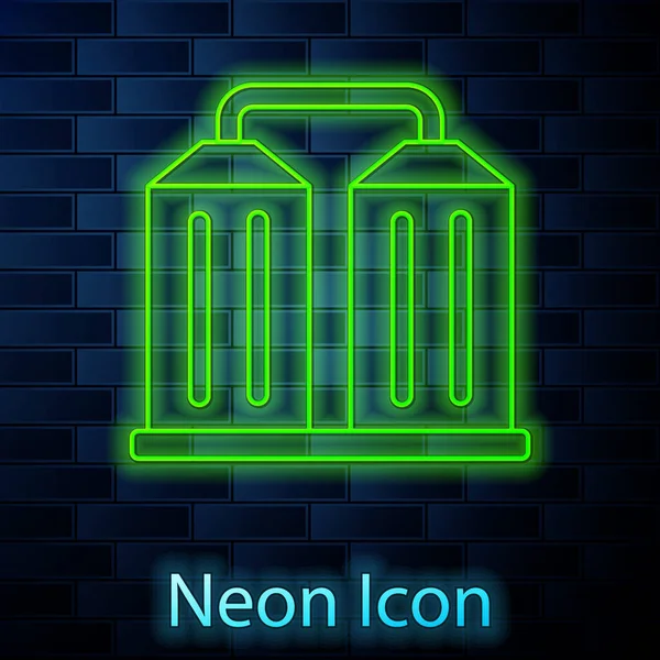 Leuchtende Neon Linie Granary Symbol Isoliert Auf Backsteinwand Hintergrund Silo — Stockvektor
