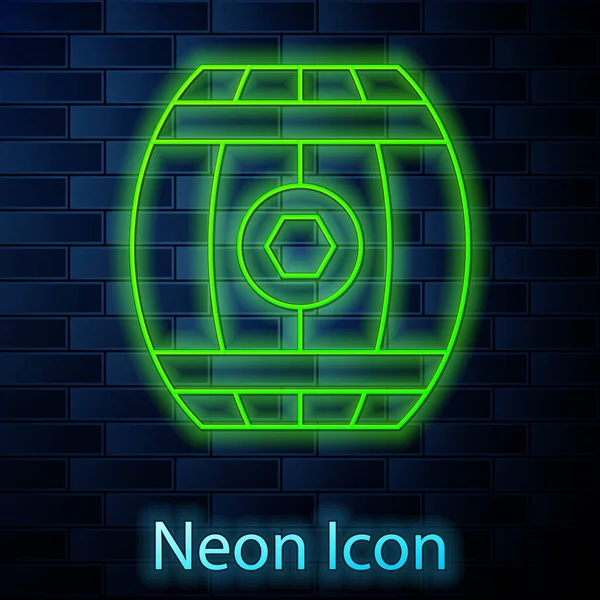 Zářící Neonová Čára Dřevěný Sud Ikonou Medu Izolovaný Pozadí Cihlové — Stockový vektor