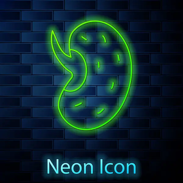 Linea Neon Incandescente Semi Una Specifica Icona Vegetale Isolati Fondo — Vettoriale Stock