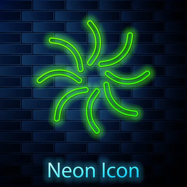 Leuchtende Neon Linie Schwarzes Loch Symbol Isoliert Auf Backsteinwand Hintergrund — Stockvektor