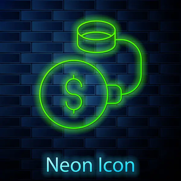 Glowing Neon Line Debt Ball Chained Dollar Coin Icon Isolated — Stock Vector